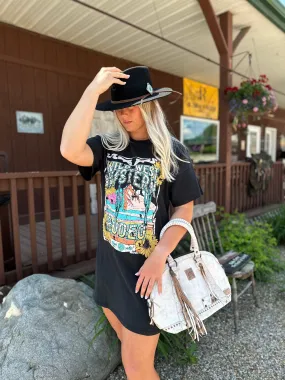 Rock and Roll Cowgirl Women's Black Wild West Graphic Tee Dress BWD1R04022