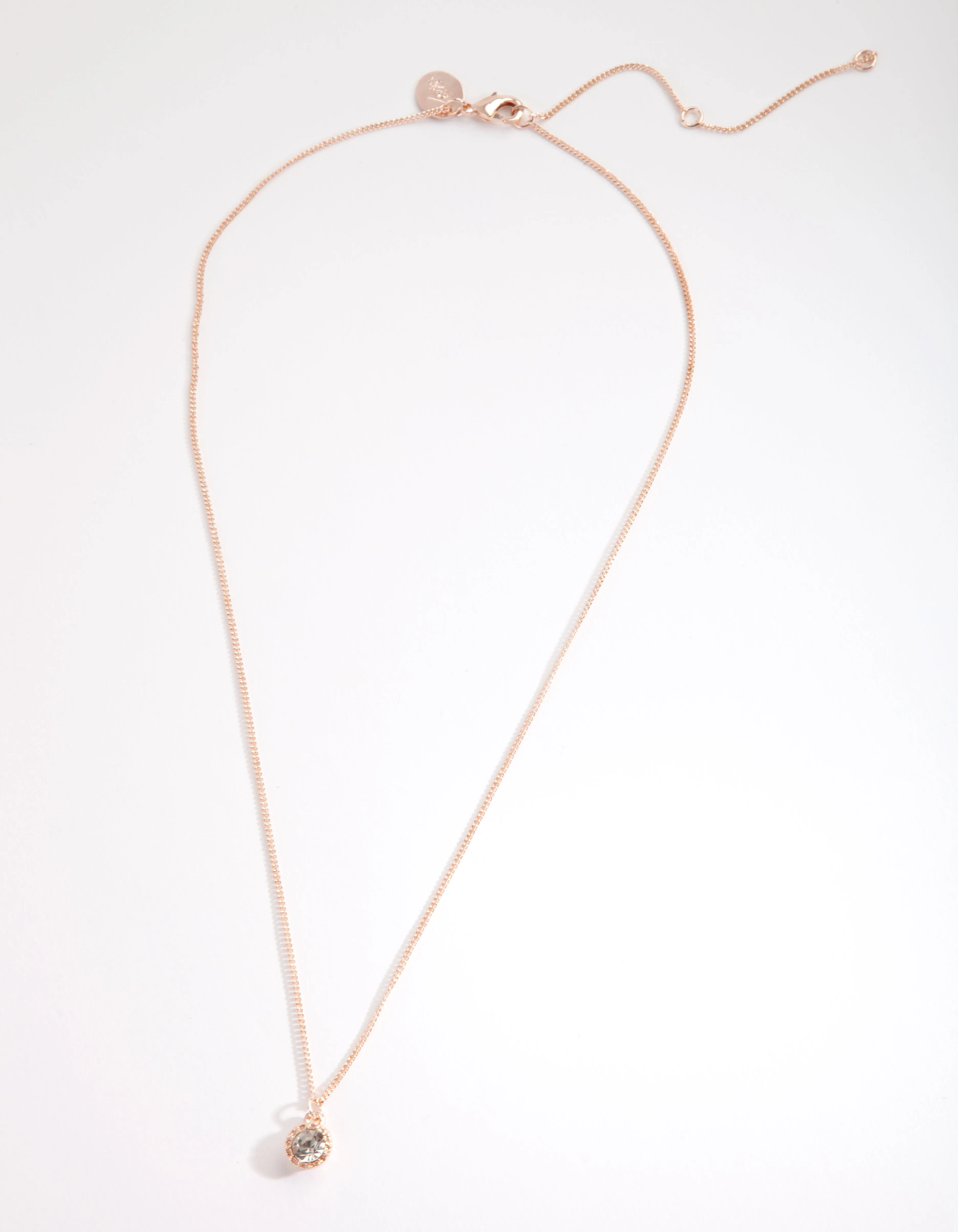 Rose Gold Circle Diamante Necklace