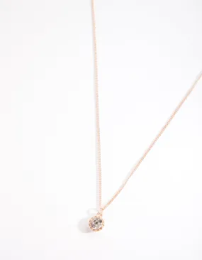 Rose Gold Circle Diamante Necklace