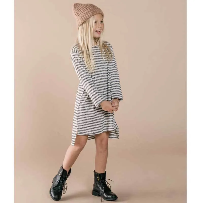 Rylee and Cru Ivory Striped Girls Dress