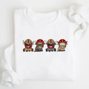 San Francisco 49ers Highland Cow Football Team Football Lovers Gift Unisex Crewneck Hoodie Sweatshirt