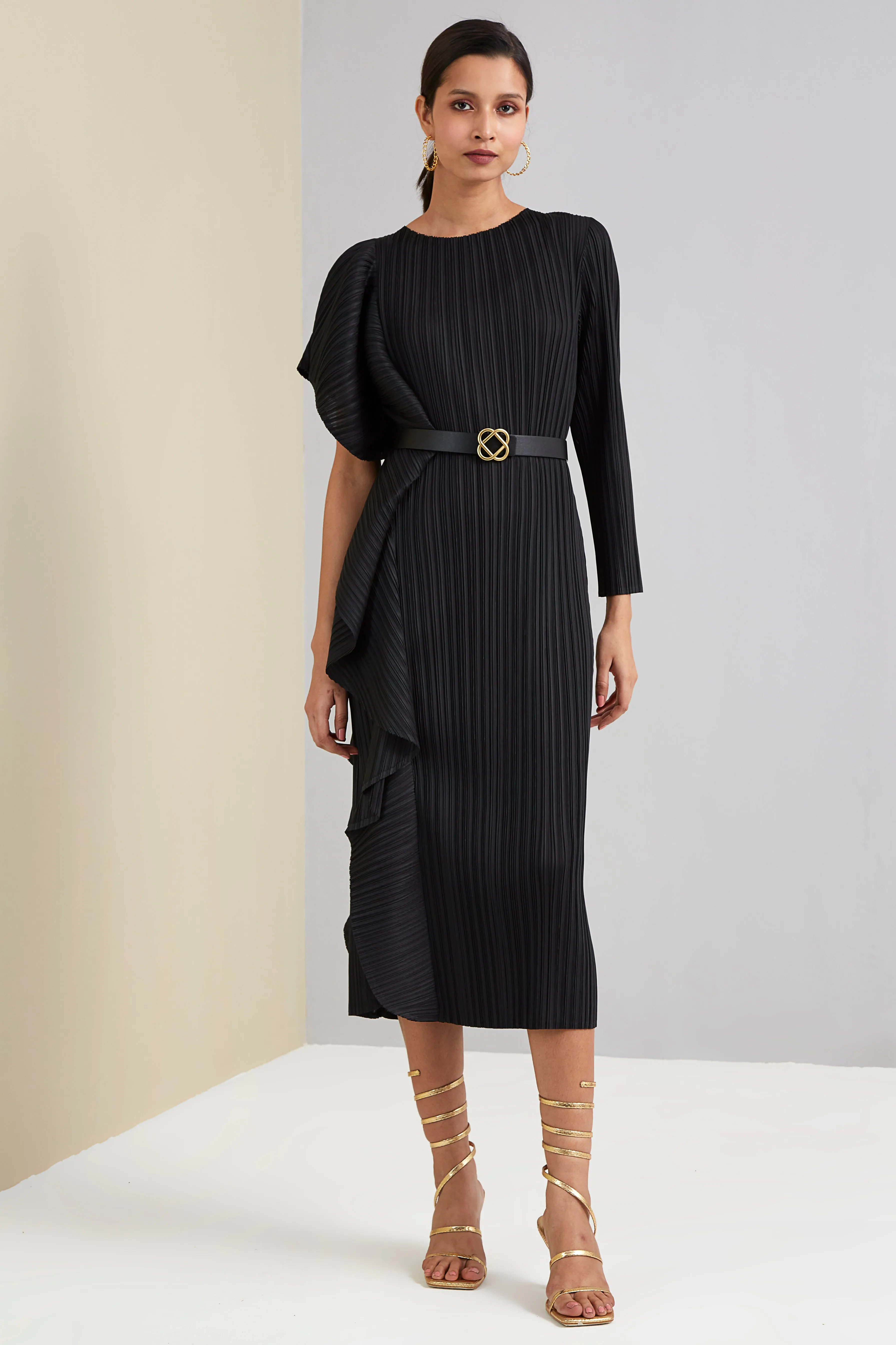 Serena Ruffle Dress - Black