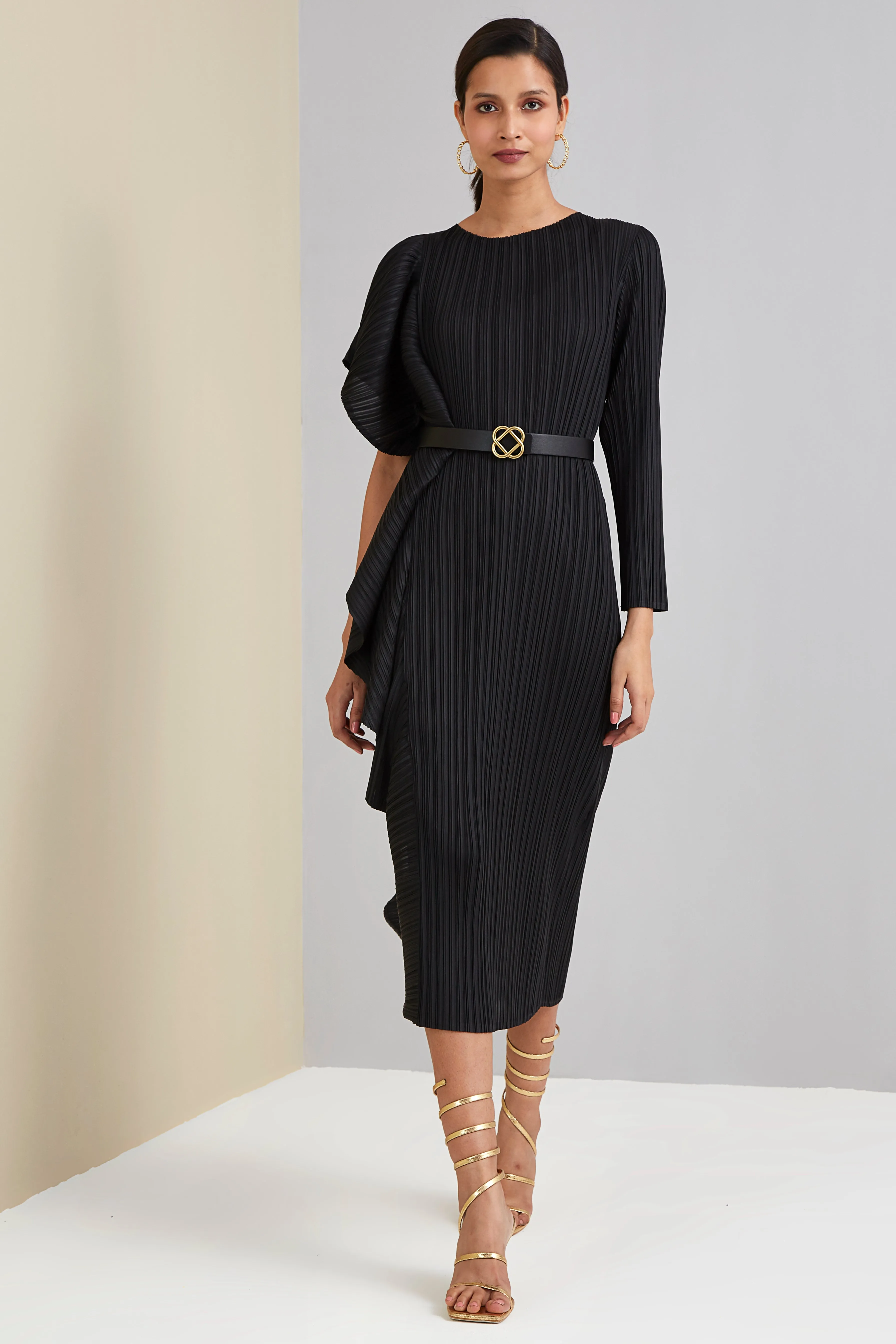 Serena Ruffle Dress - Black