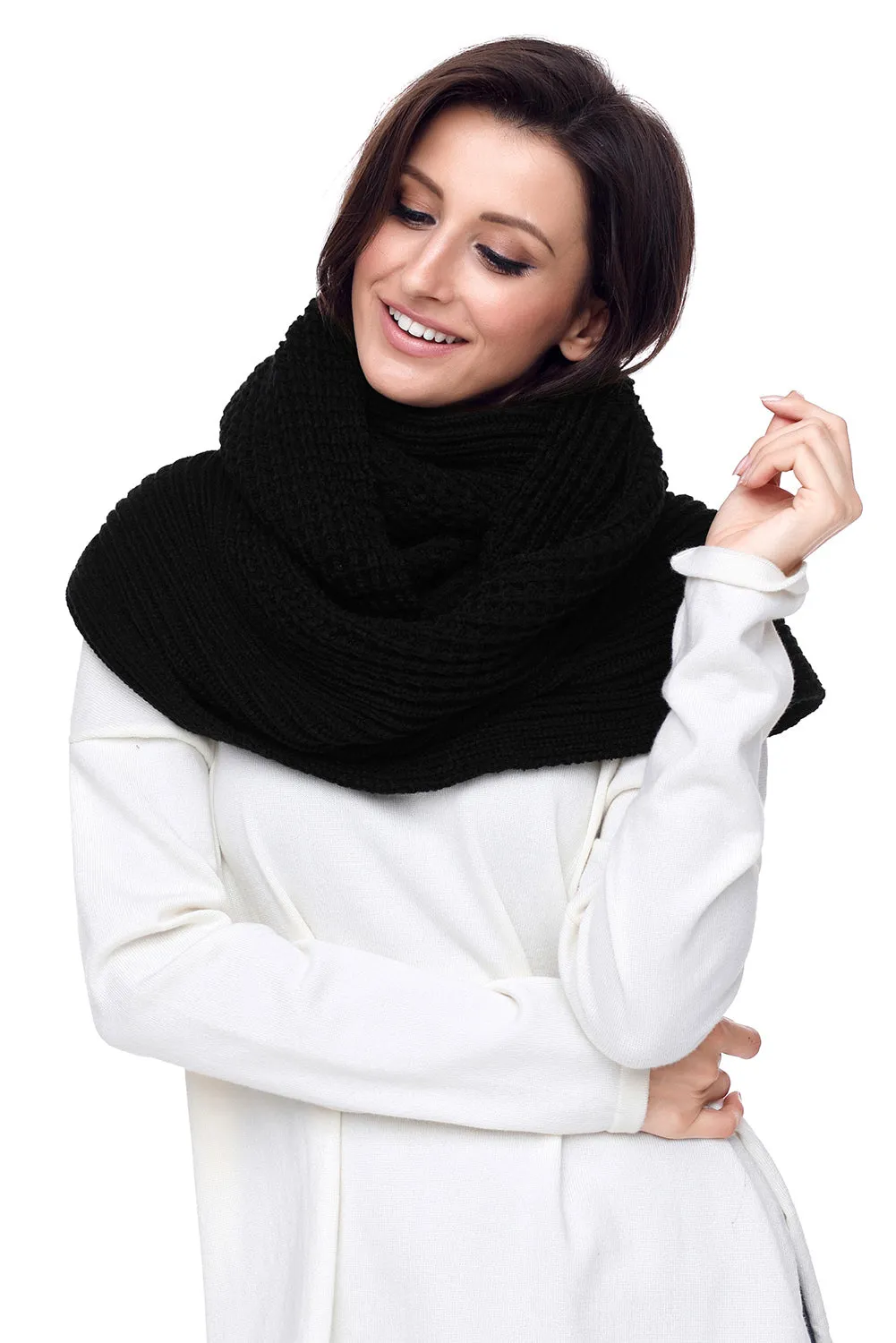 Sexy Black Cable Knit Chunky Scarf