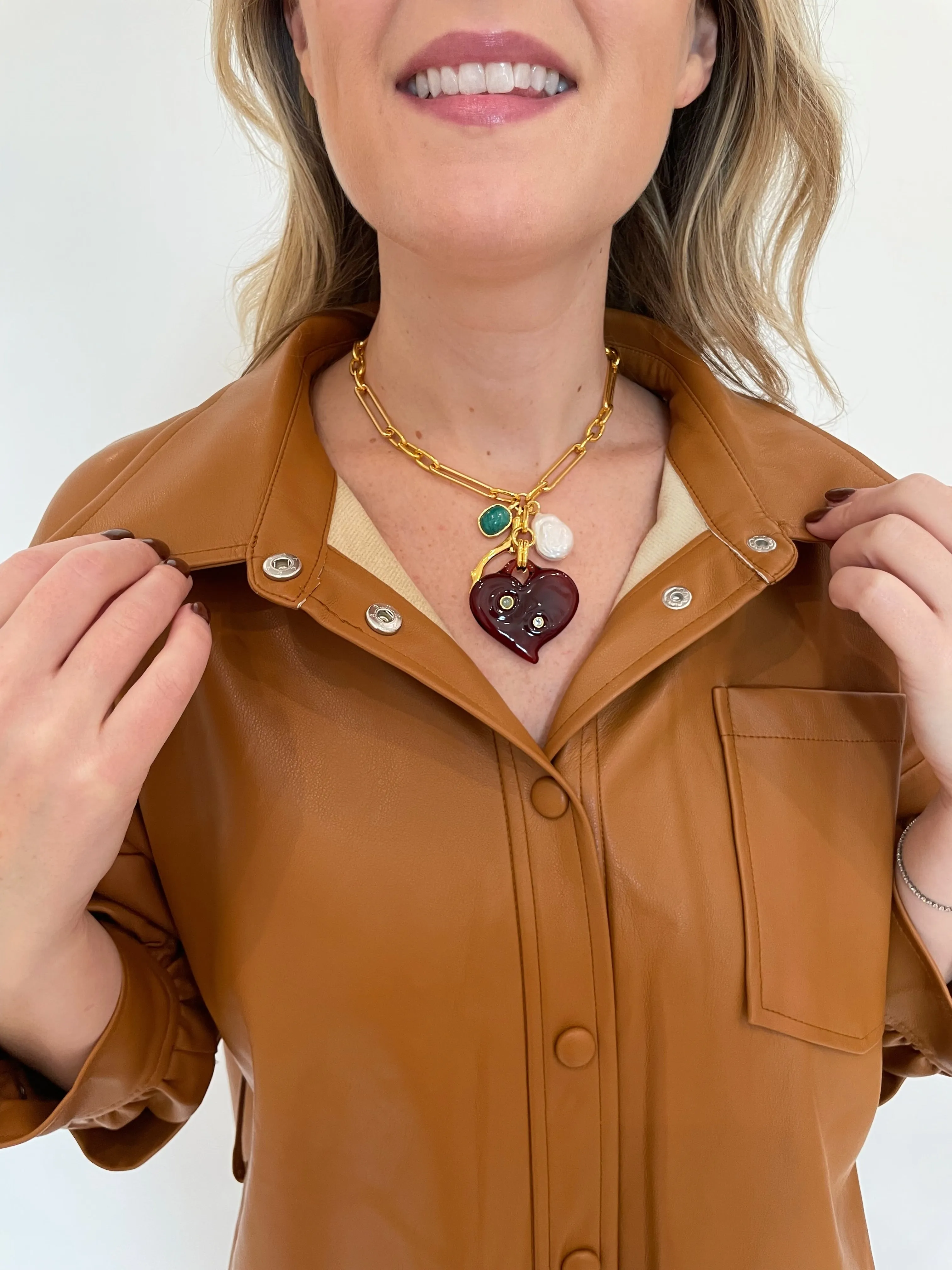 Sierra Vegan Leather Belted Dress - Burnt Orange