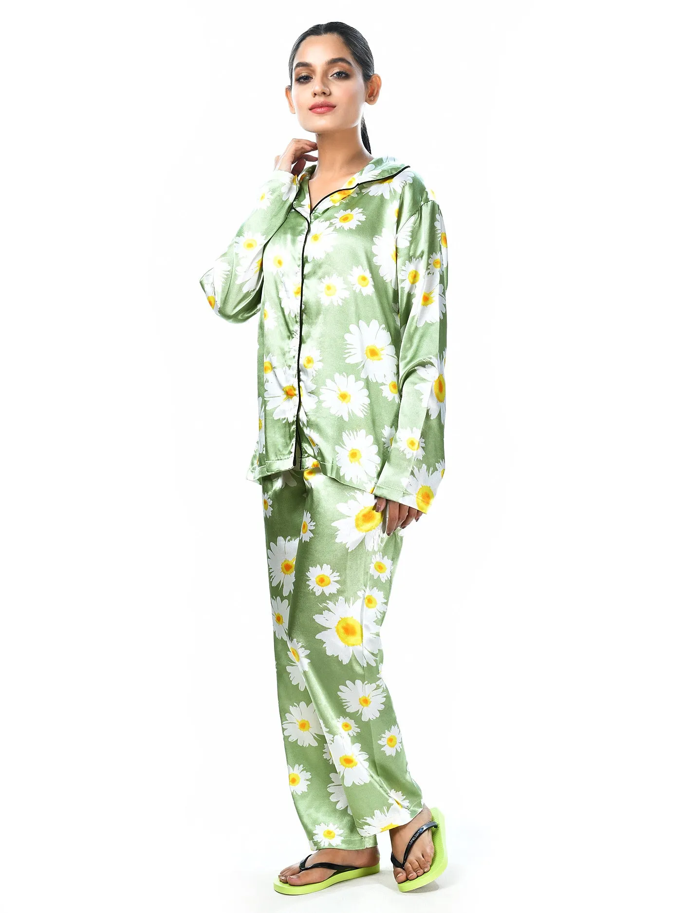 Silk Floral Printed Sleep Wear