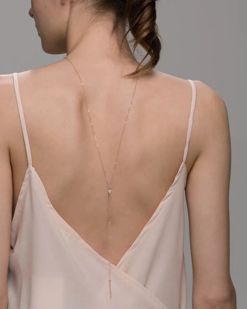 Single CZ Back Necklace