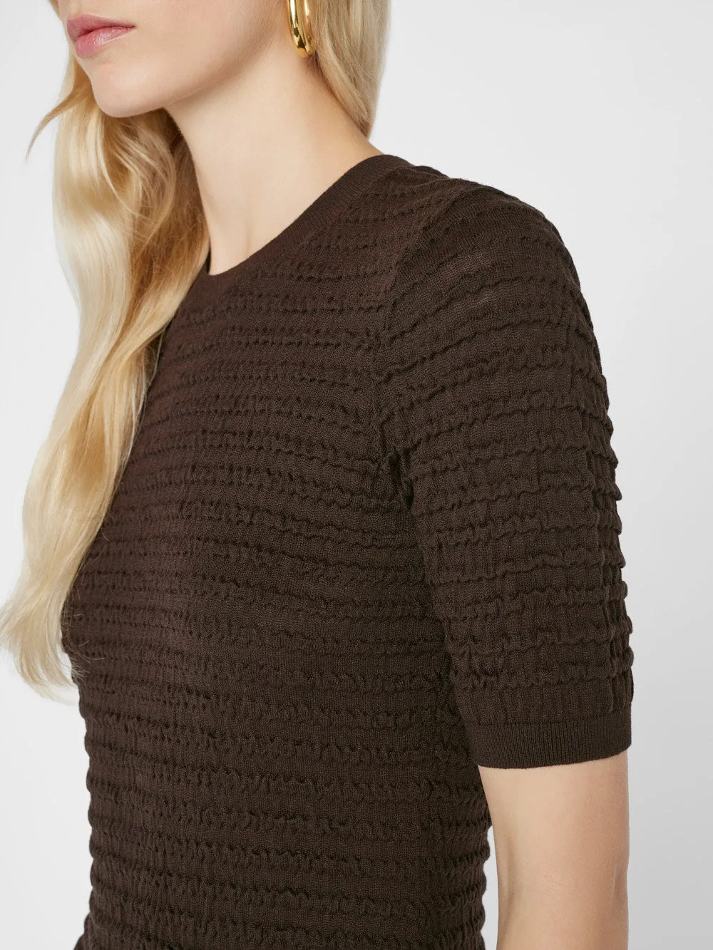 Smocked Knit Dress -- Espresso