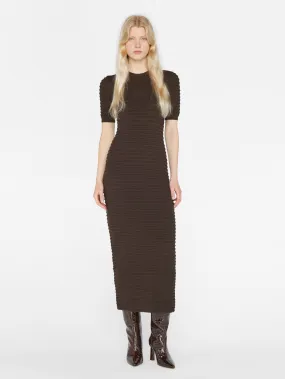 Smocked Knit Dress -- Espresso