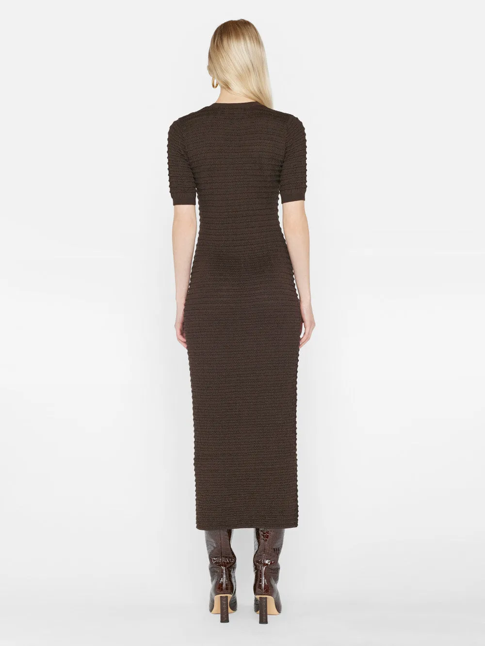 Smocked Knit Dress -- Espresso