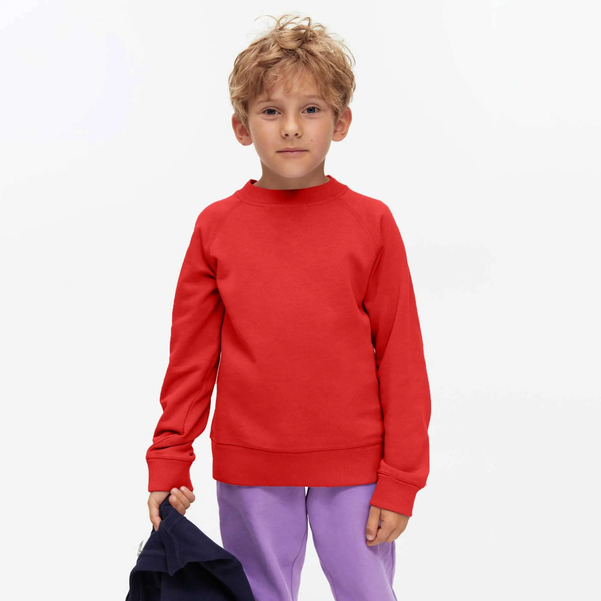 Sportex Kid's Solid Design Raglan Sleeve Fleece Sweat Shirt