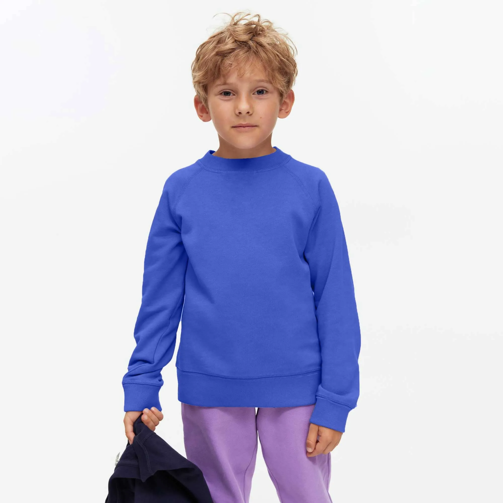 Sportex Kid's Solid Design Raglan Sleeve Fleece Sweat Shirt