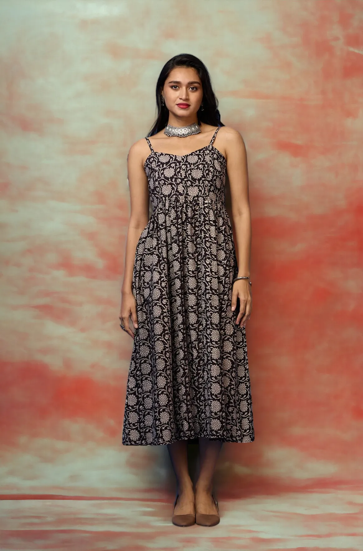 strap dress - chrysanthemum bloom & twilight radiance