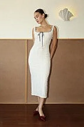 Stretch Lace Knit Midi Dress
