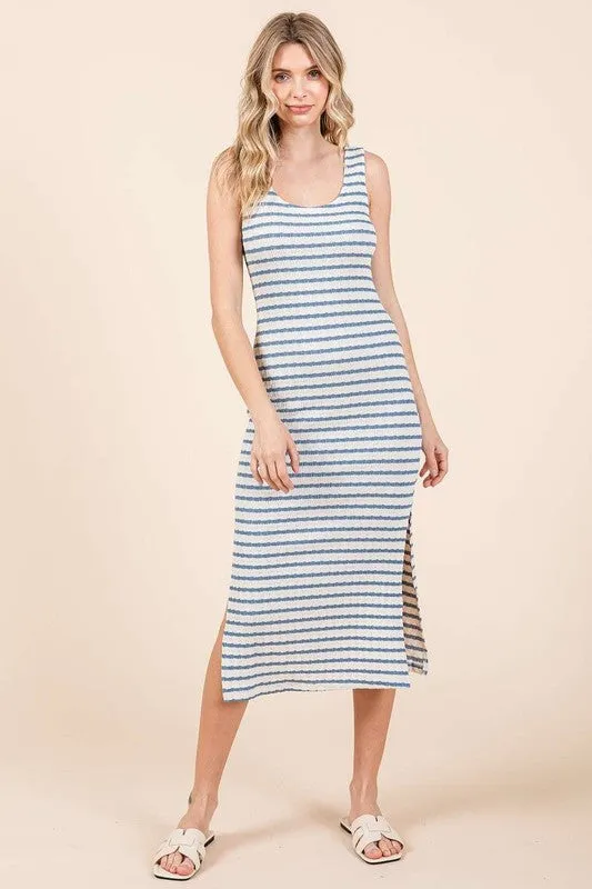 Striped Knit Tank Midi Dress