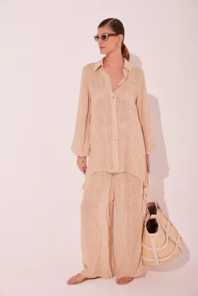 Striped Straw Detailed Short Shirt Dress E3995A2213