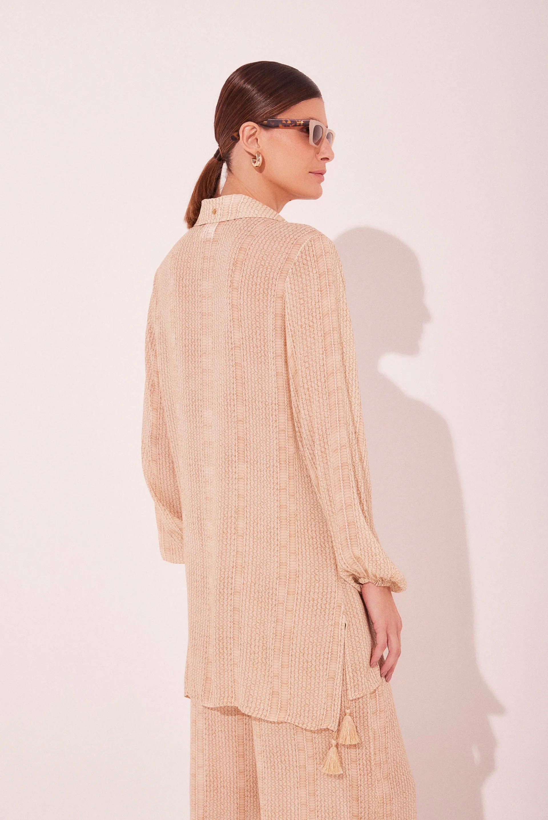 Striped Straw Detailed Short Shirt Dress E3995A2213