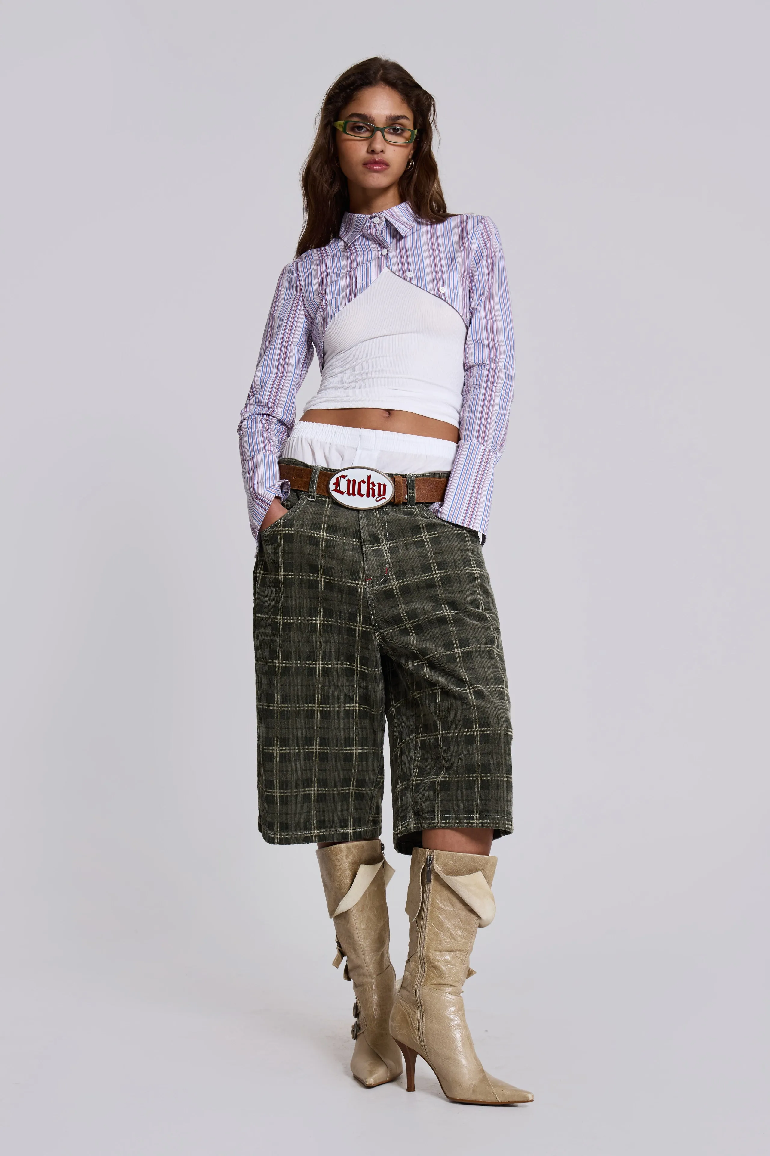 Suit & Tie Cropped Mini Shirt