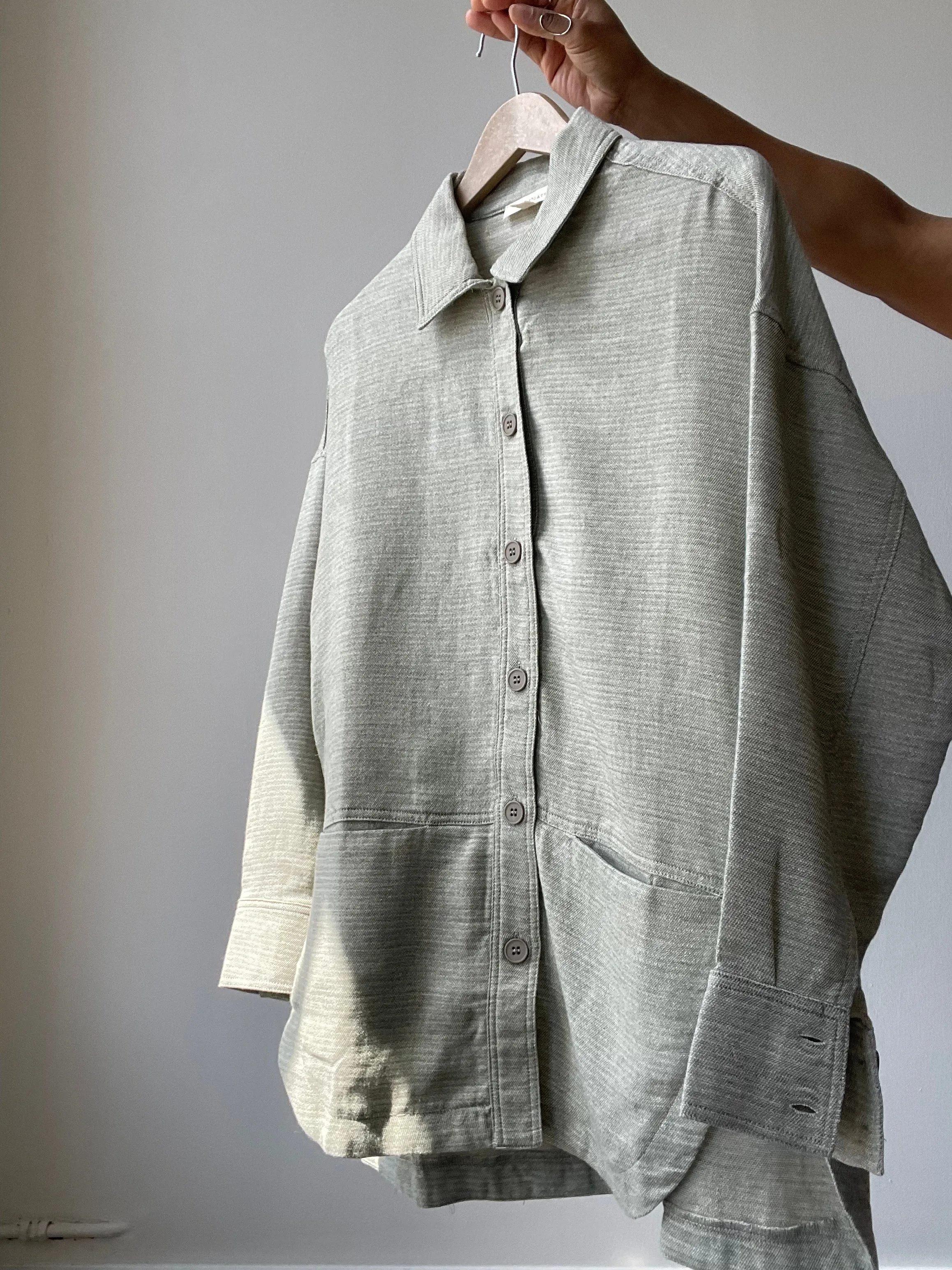 Sydney Classic Lightweight Shacket In Dust Sage
