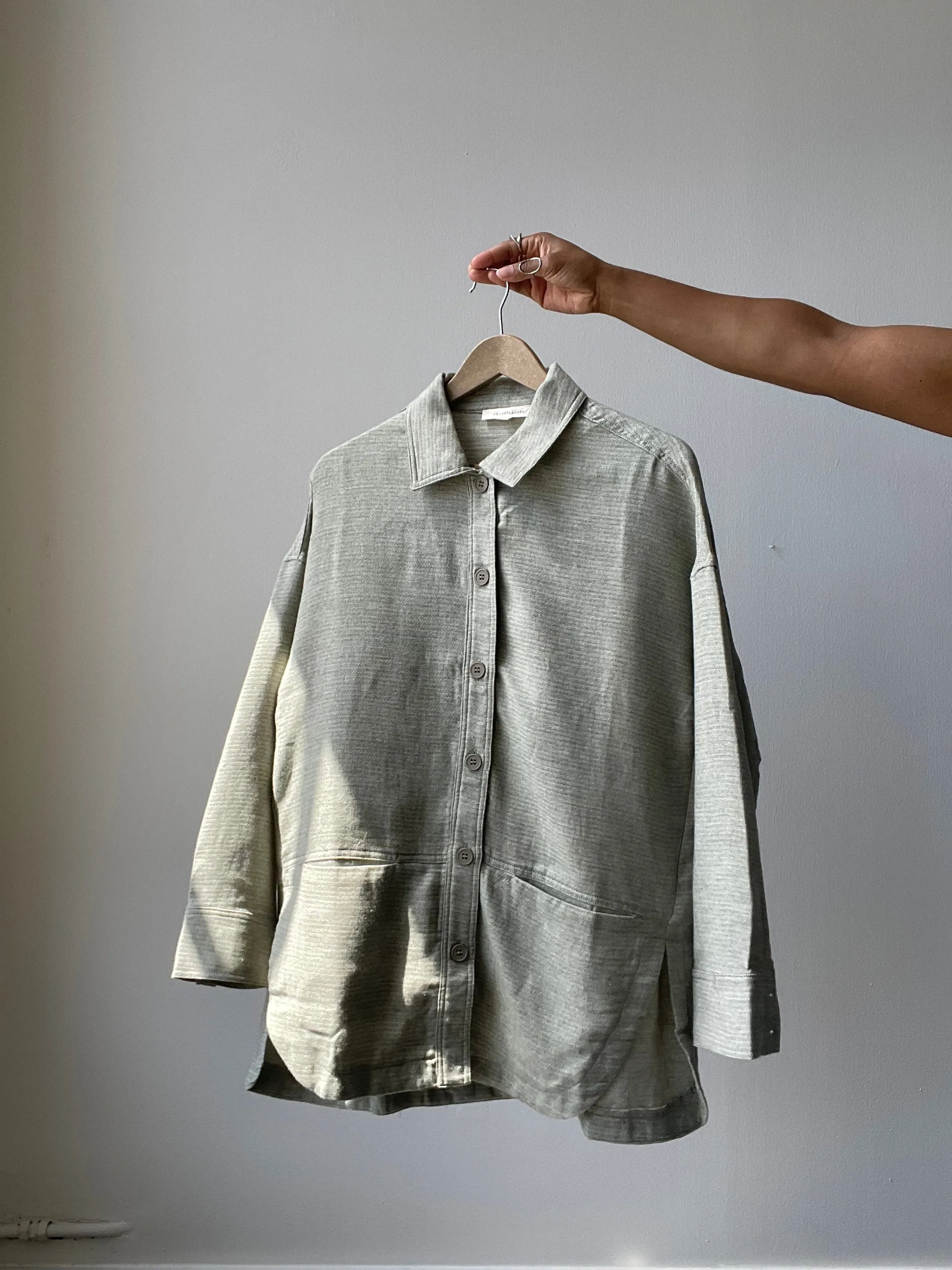 Sydney Classic Lightweight Shacket In Dust Sage