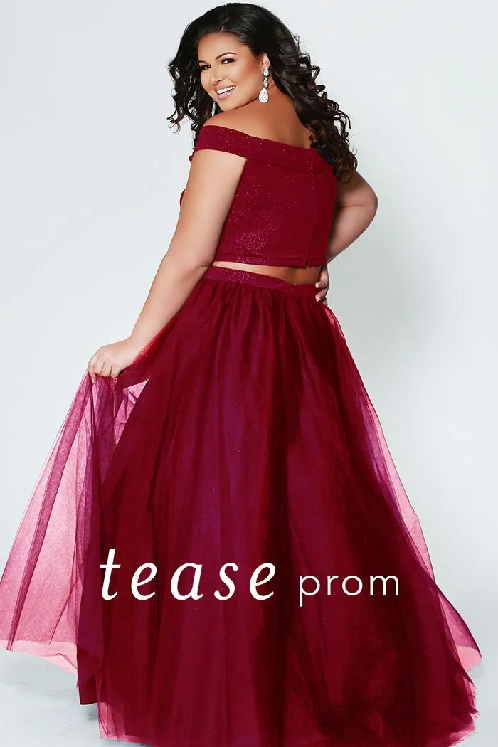 Tease Prom by Sydney's Closet TE1909 Size 14,18,24 Indigo Blue Plus Sized Prom Dress off shoulder