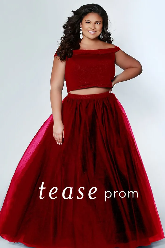 Tease Prom by Sydney's Closet TE1909 Size 14,18,24 Indigo Blue Plus Sized Prom Dress off shoulder