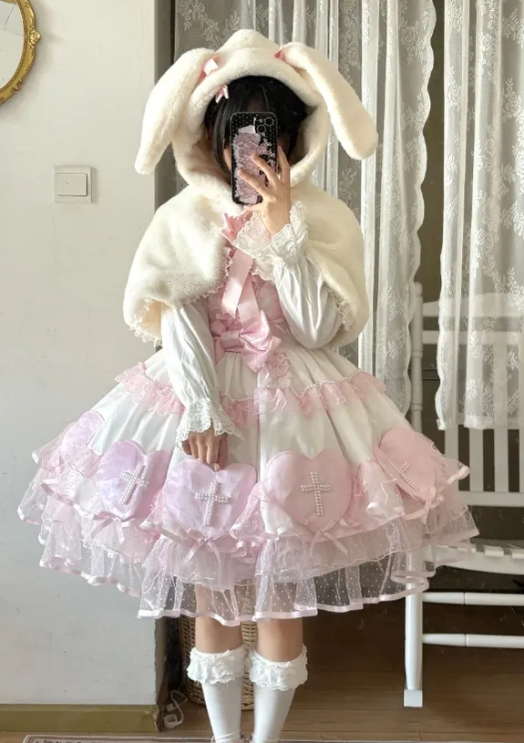 The Seventh Doll~Old School Lolita Cape Bunny Plush Short Coat