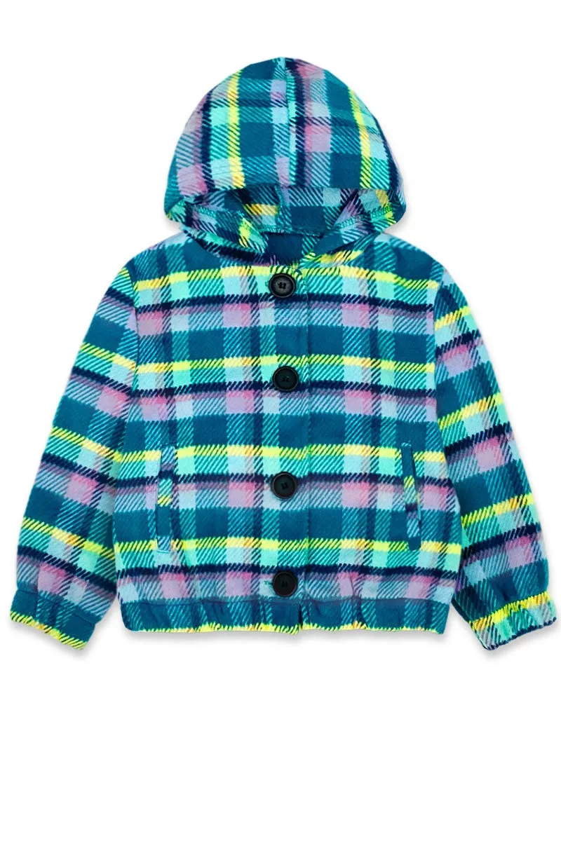 Toddler Girls Teal Hoodie Shacket