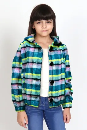 Toddler Girls Teal Hoodie Shacket