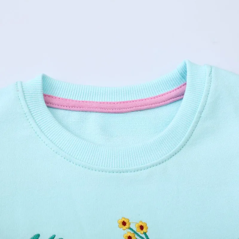 Toddler/Kid Girl's Long Sleeve Shimmering Butterfly Design Blue Sweatshirt