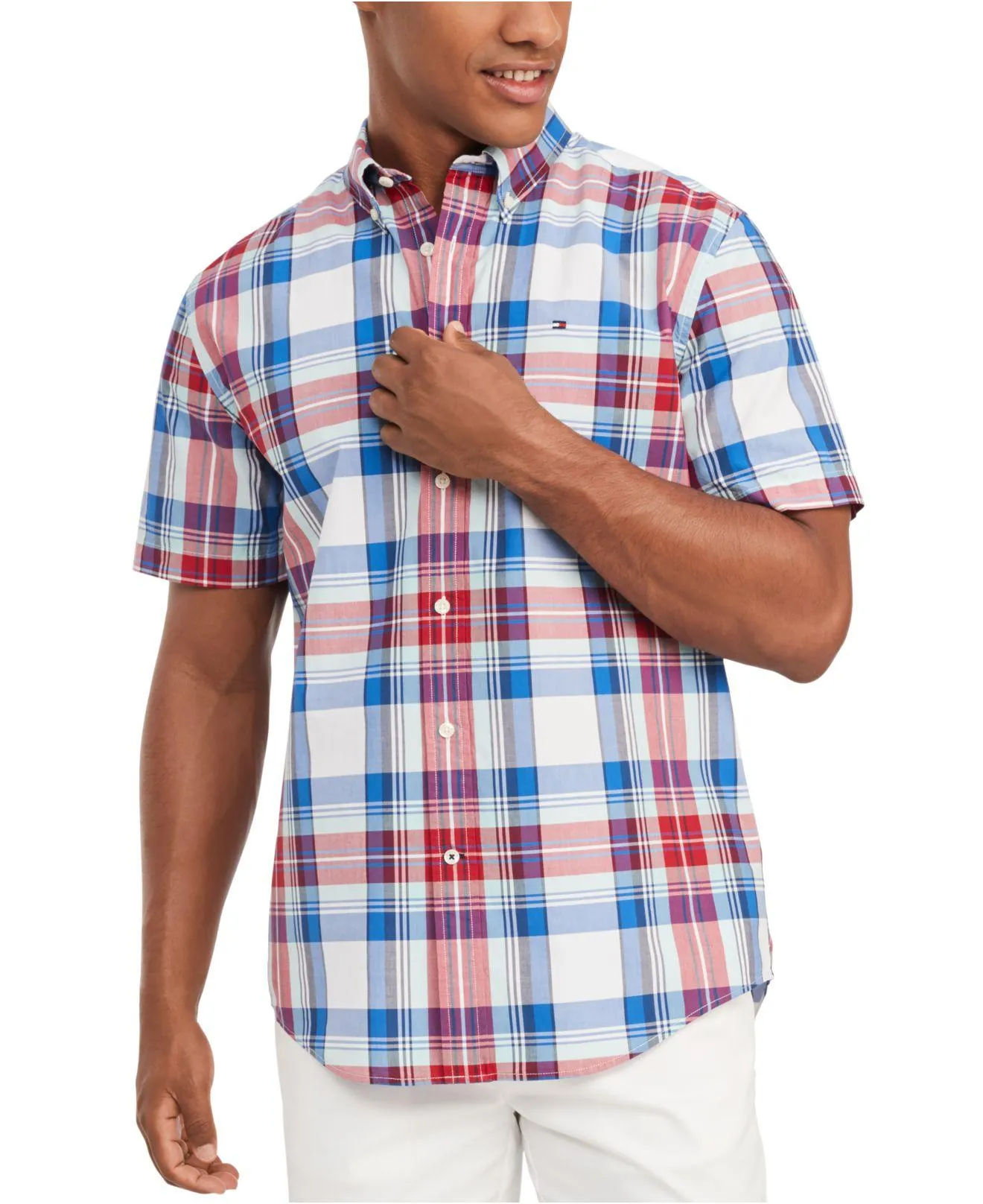 Tommy Hilfiger Men Button Down Short Sleeve Shirt Classic Fit