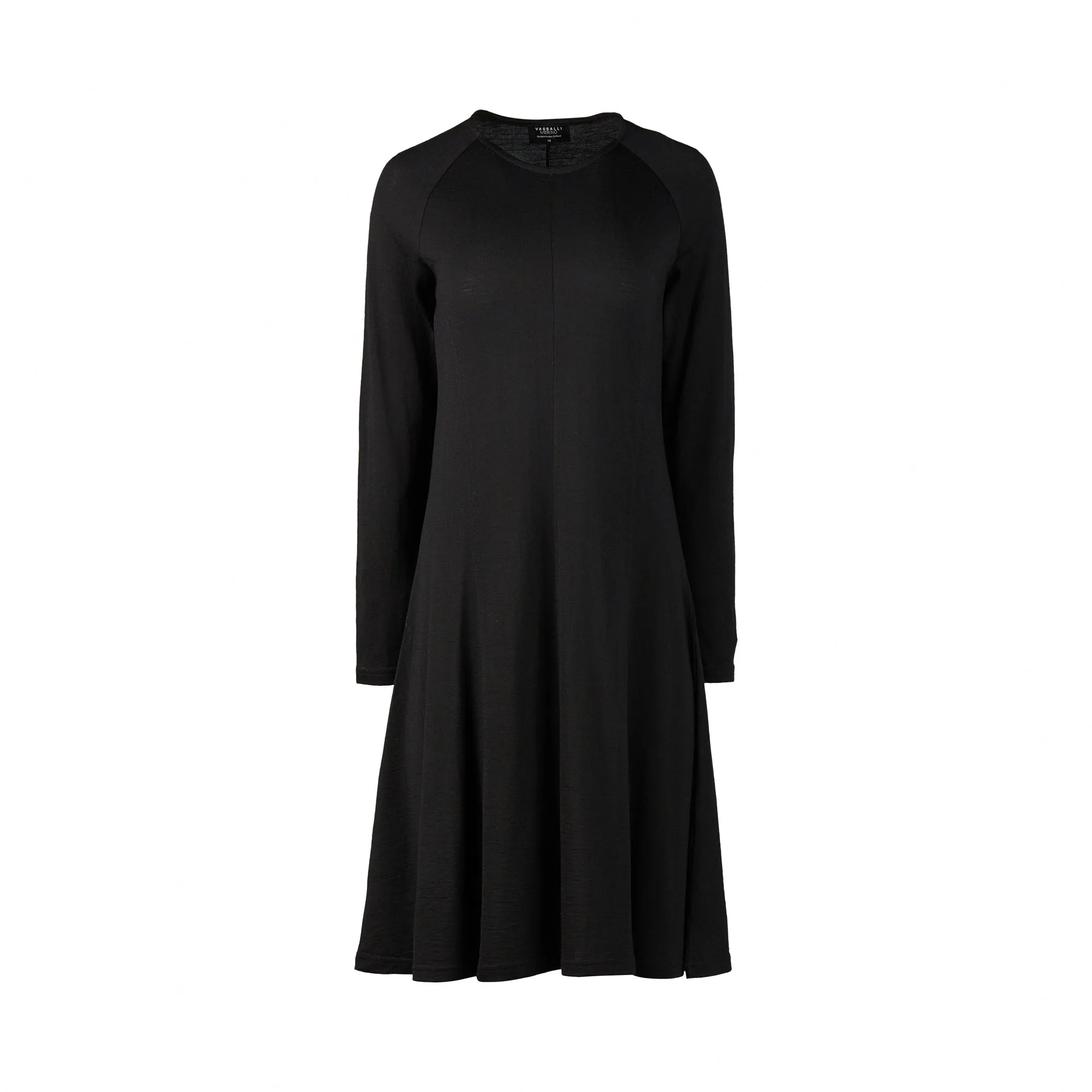 Vassalli Merino Long Sleeve Swing Dress in Black