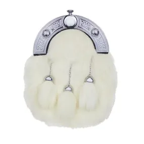 White Rabbit Fur Dress Sporran with Celtic Cantle (EW2 WES)