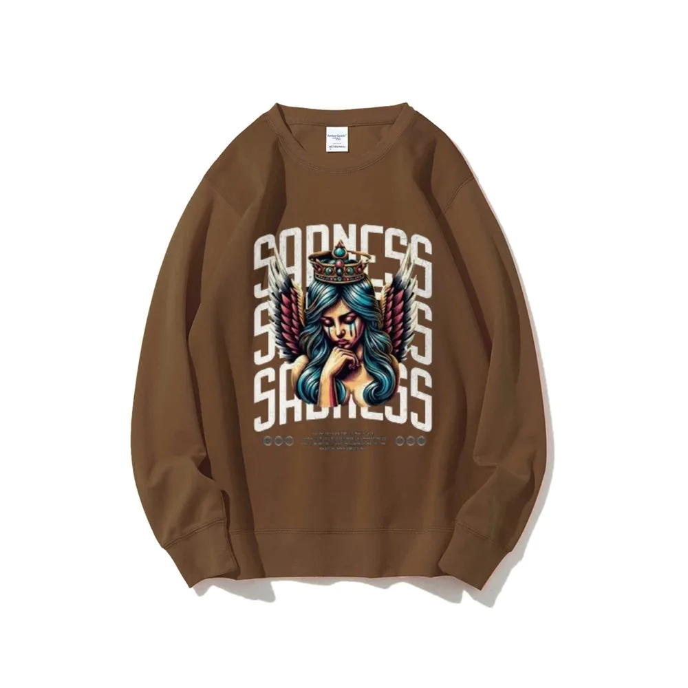 Women Vintage Sading Angel Graphic Sweatshirts