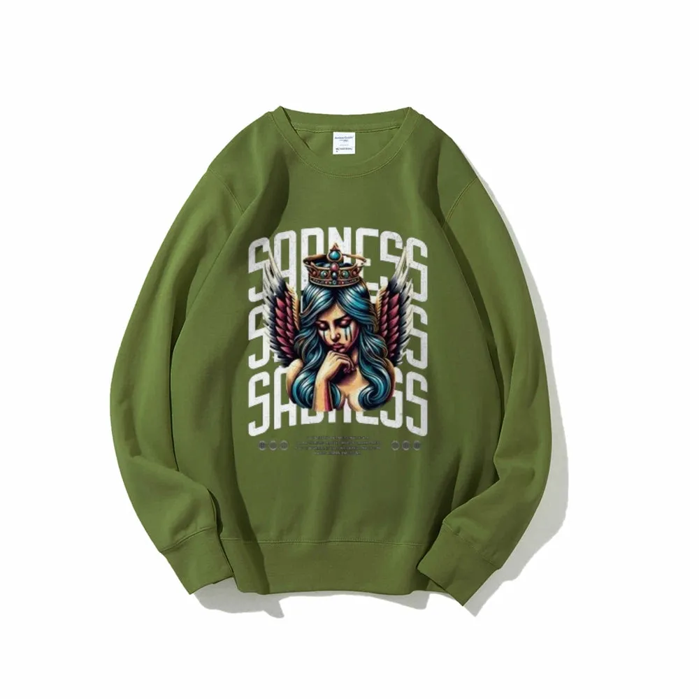 Women Vintage Sading Angel Graphic Sweatshirts