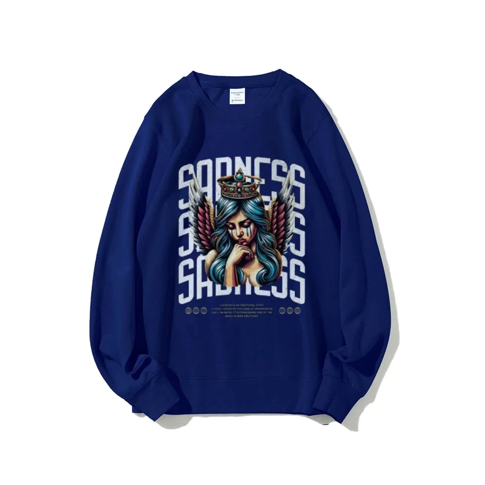 Women Vintage Sading Angel Graphic Sweatshirts