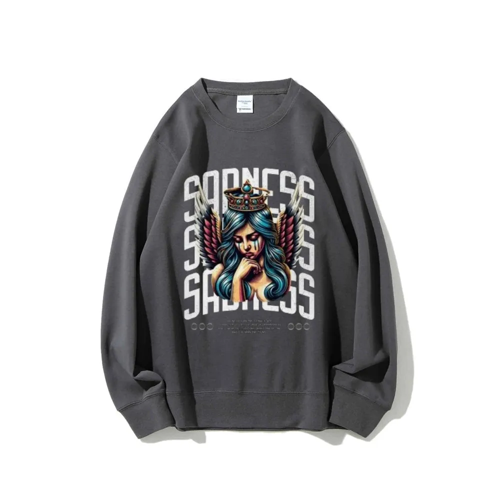 Women Vintage Sading Angel Graphic Sweatshirts