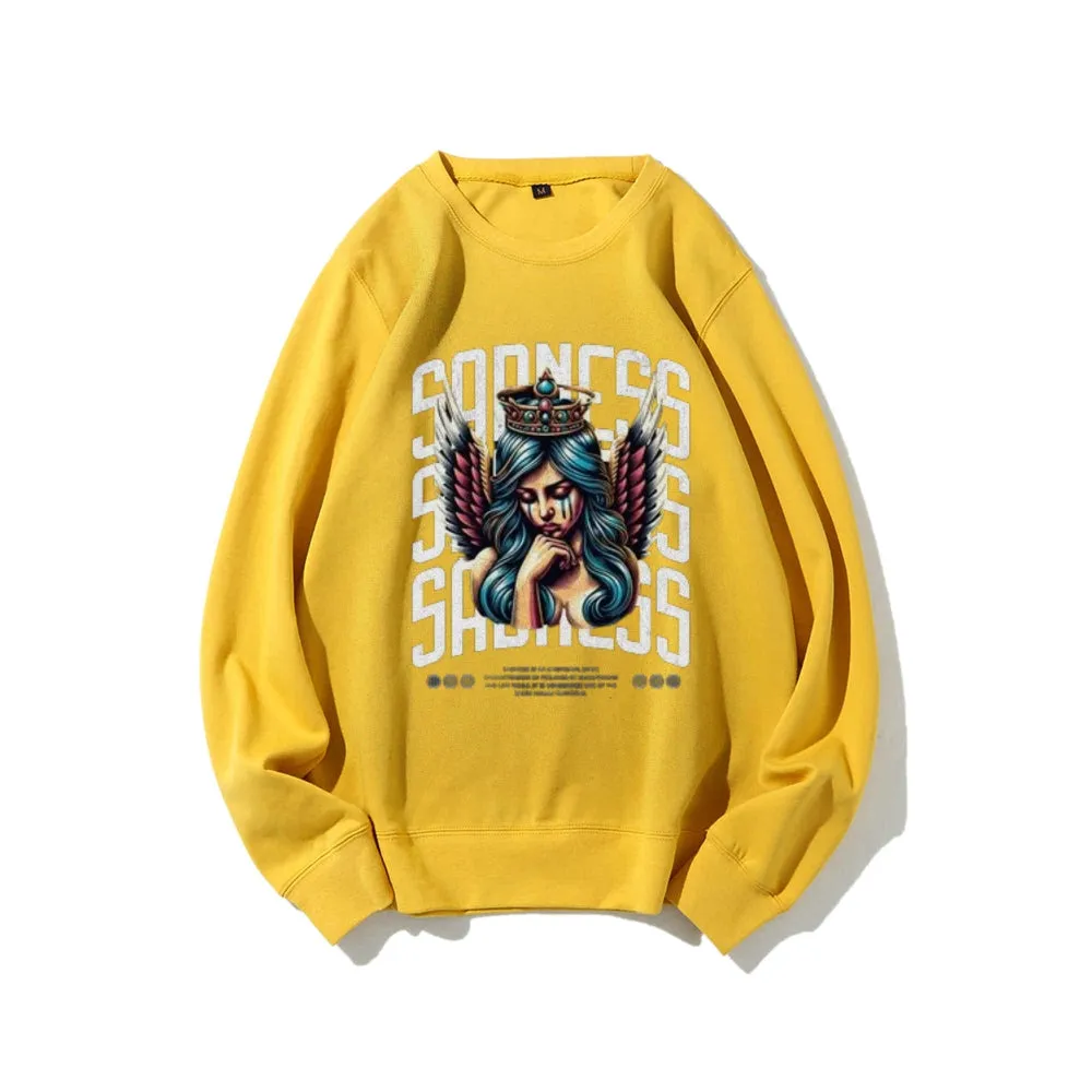 Women Vintage Sading Angel Graphic Sweatshirts