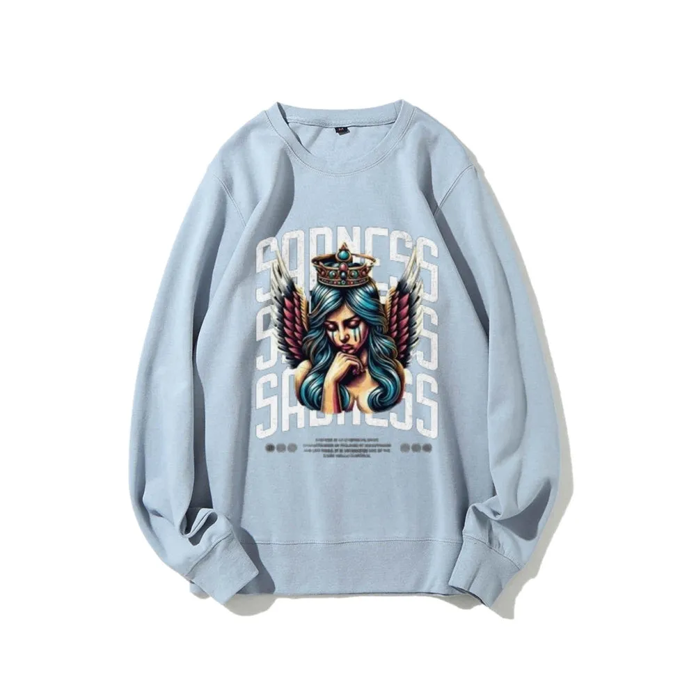 Women Vintage Sading Angel Graphic Sweatshirts