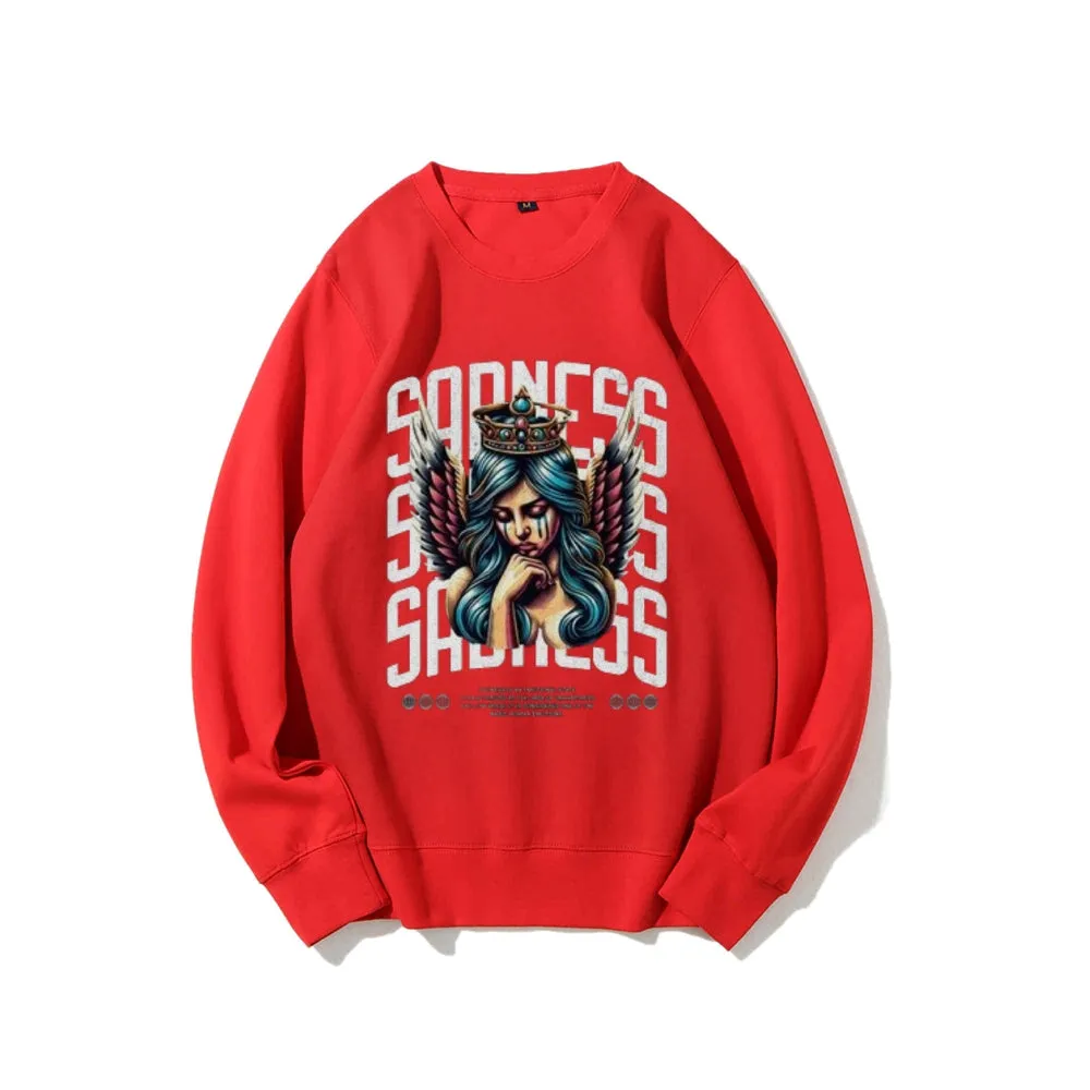 Women Vintage Sading Angel Graphic Sweatshirts
