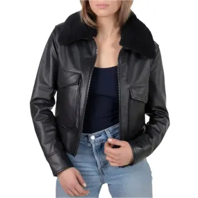 Women's Shearling Bomber Jacket Cozy & Stylish