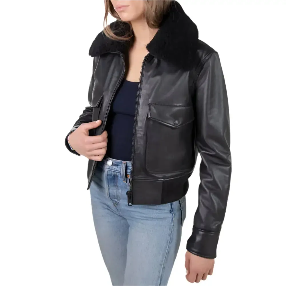 Women's Shearling Bomber Jacket Cozy & Stylish