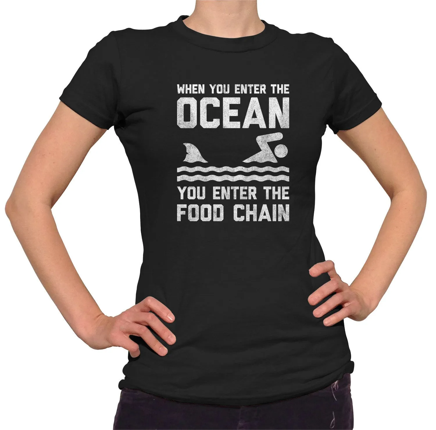 Women's When You Enter the Ocean You Enter the Food Chain Shark T-Shirt