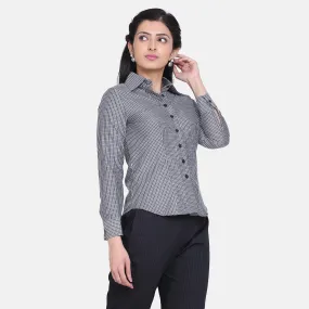 Women's Work Grey Check Collared Cotton Shirt