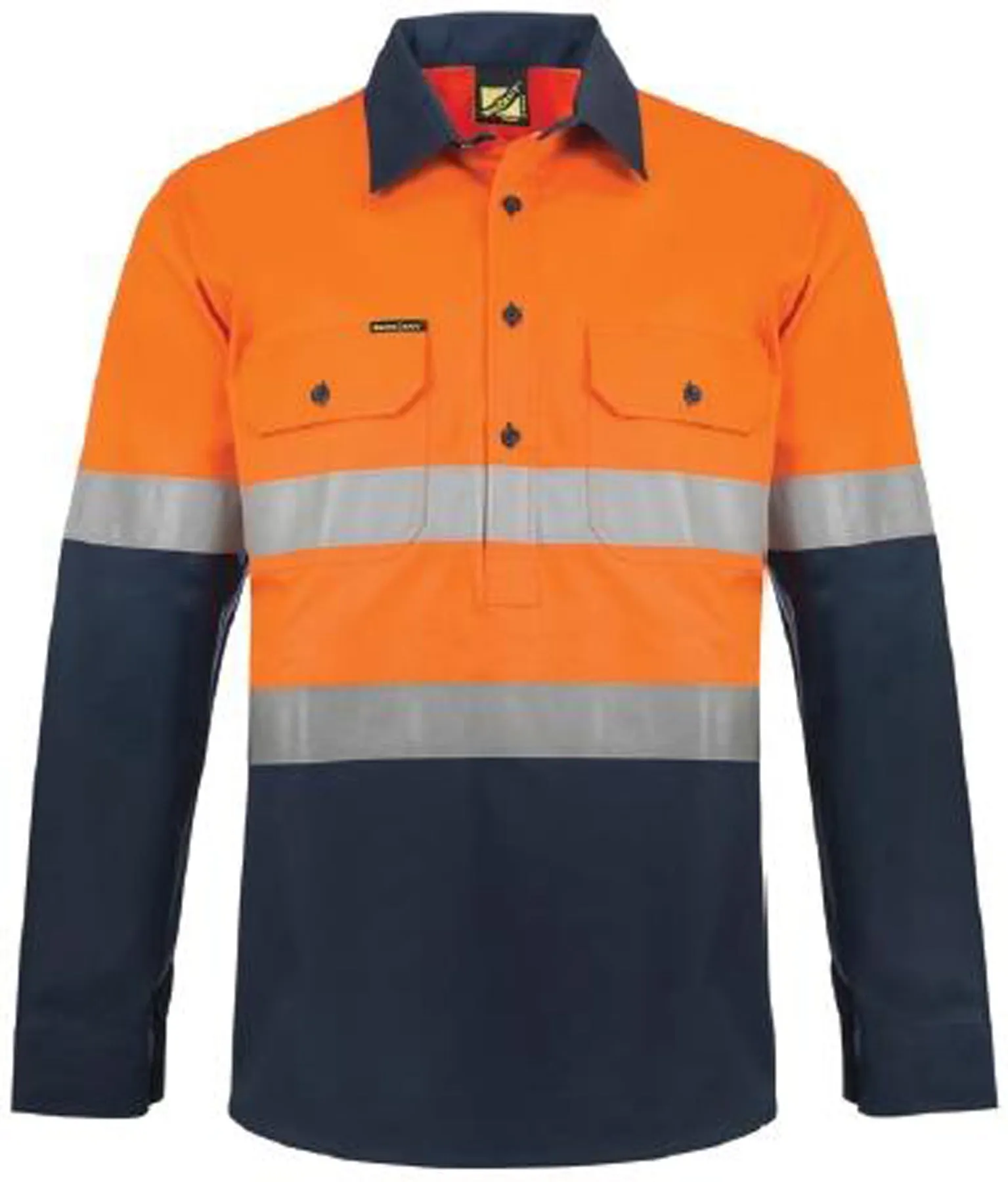 WS6031 HEAVY DUTY HYBRID HI VIS CLOSED FRONT COTTON DRILL REFLECTIVE SHIRT WITH GUSSET SLEEVES