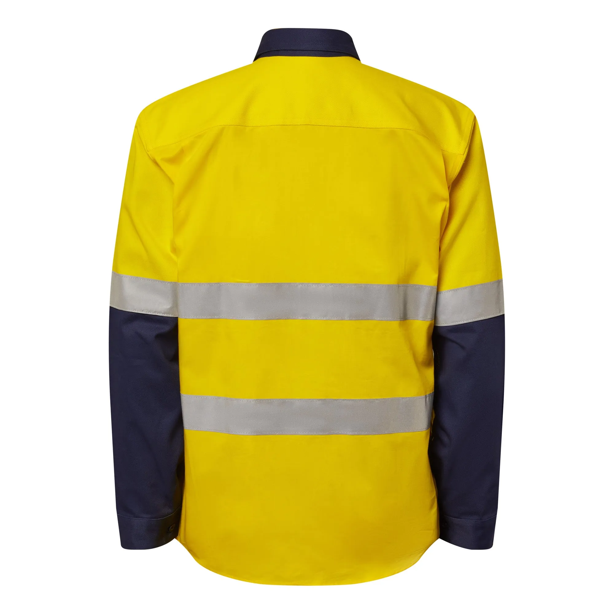 WS6031 HEAVY DUTY HYBRID HI VIS CLOSED FRONT COTTON DRILL REFLECTIVE SHIRT WITH GUSSET SLEEVES